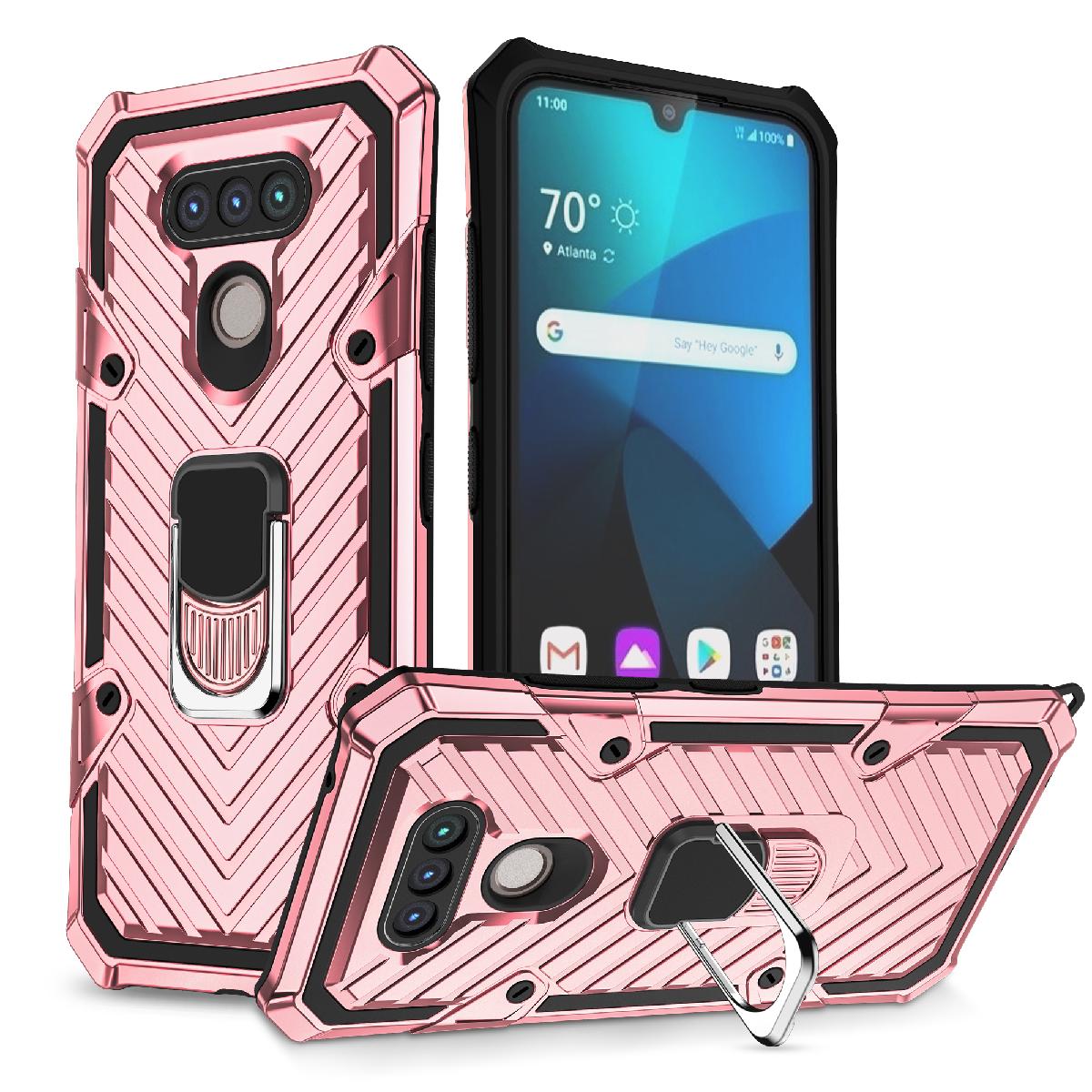 Reiko Kickstand Anti-Shock And Anti Falling Case for LG HARMONY 4 In Rose Gold
